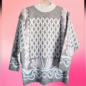 🩷Vintage Gray Pink & White Knit Sweater🩷